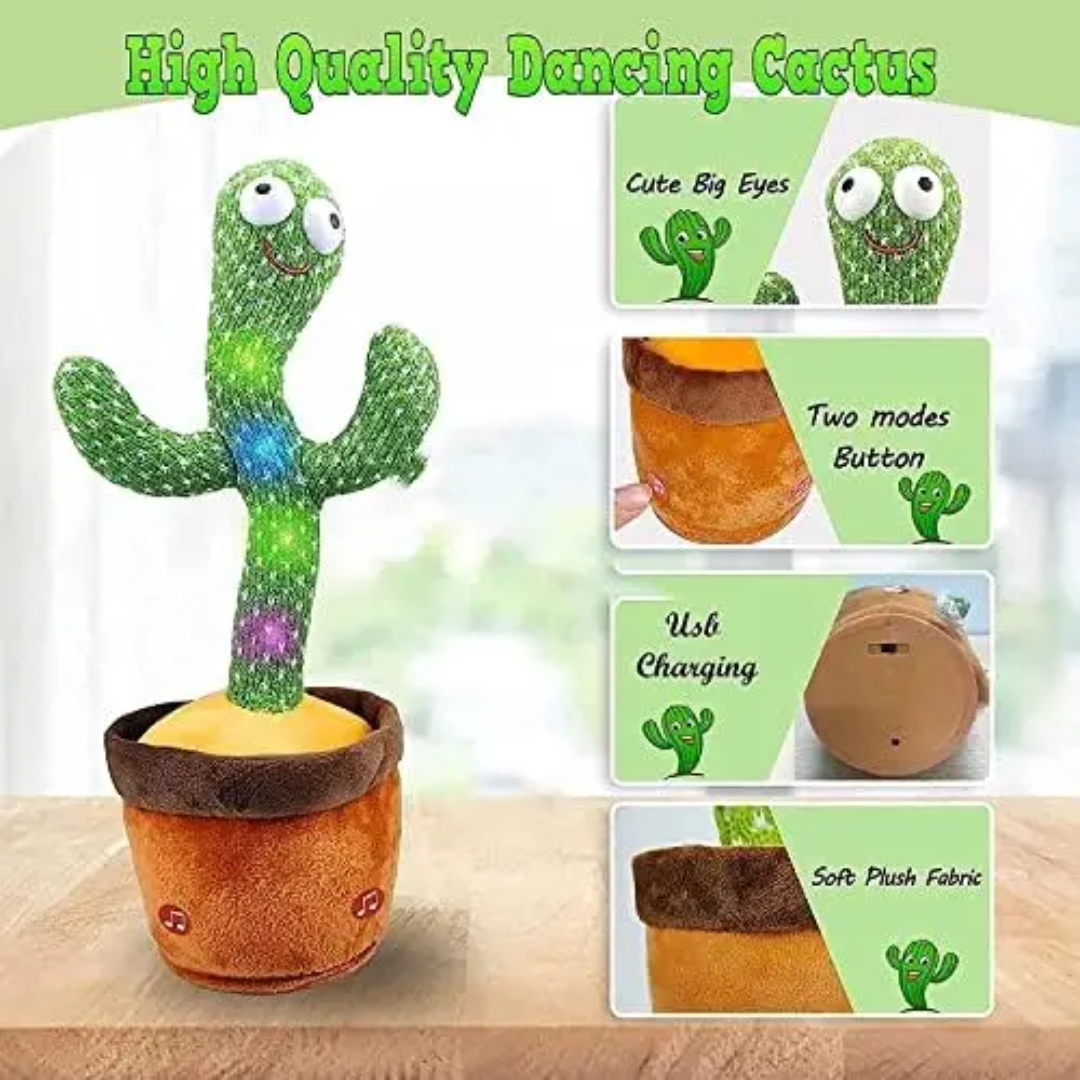 Dancing Cactus Plush Toy with Voice Recording, Wriggling & Singing Cactus Stuffed Animal